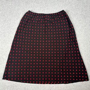 Paradox Polka Dot Midi Skirt Women Size S Black Red A-line Elastic Waist Pinup